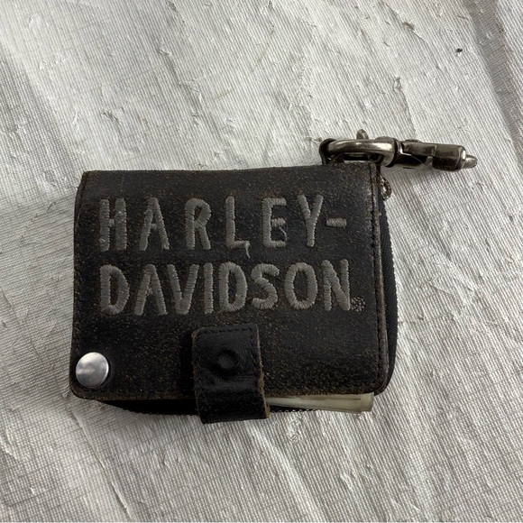 Harley-Davidson Other - Mens Tri-Fold Leather Wallet Harley Davidson Chain  Vintage